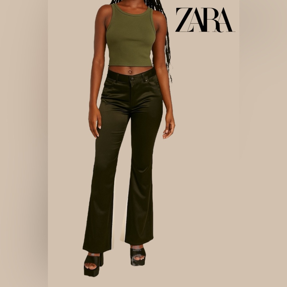🛍️SALE🛍️ Zara Basic Satin Jeans / Pants / Trousers (Brown) - Picture 16 of 16